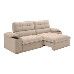 Sofá Stylus 2,10m Retrátil/reclinável com Porta Copos e Cooler Suede Capuccino - Xflex Sofás - 7