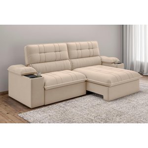 Sofá Stylus 2,10m Retrátil/reclinável com Porta Copos e Cooler Suede Capuccino - Xflex Sofás