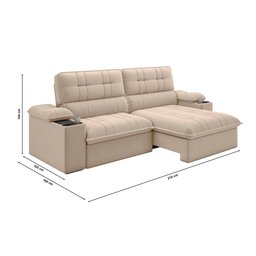 Sofá Stylus 2,10m Retrátil/reclinável com Porta Copos e Cooler Suede Capuccino - Xflex Sofás - 3