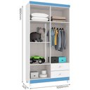 Ver imagem 5 de Guarda Roupa Infantil 4 Portas Com Cômoda 5 Gavetas Baby Kids Branco Azul Incorplac 5165/2 - 5159/18
