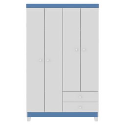 Guarda Roupa Infantil 4 Portas Com Cômoda 5 Gavetas Baby Kids Branco Azul Incorplac 5165/2 - 5159/18 - 3