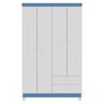 Guarda Roupa Infantil 4 Portas Com Cômoda 5 Gavetas Baby Kids Branco Azul Incorplac 5165/2 - 5159/18 - 3