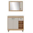 Ver imagem 4 de Armário Conjunto de Banheiro com Gabinete, Cuba e Espelheira 3 Portas 80 cm