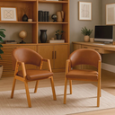 Ver imagem 1 de Kit 2 Poltrona Cadeira para Sala Madeira Maciça Kiora:Caramelo/Couríssimo