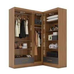 Quarto Modulado de Canto 3 Peças 5 Portas 2 Gavetas Smart Plus - 7
