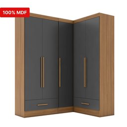 Quarto Modulado de Canto 100% MDF 3 Peças 5 Portas 2 Gavetas Smart Plus Espresso Móveis Cinza/Cinamomo/Chumbo - 18 Quarto Modulado de Canto 100% MDF 3 Peças 5 Portas 2 Gavetas Smart Plus Espresso Móveis Cinza/Cinamomo/Chumbo - 18