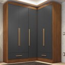 Ver imagem 1 de Quarto Modulado de Canto 100% MDF 3 Peças 5 Portas 2 Gavetas Smart Plus Espresso Móveis