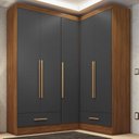 Ver imagem 1 de Quarto Modulado de Canto 100% MDF 3 Peças 5 Portas 2 Gavetas Smart Plus Espresso Móveis Cinza/Cinamomo/Chumbo