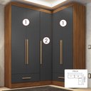 Ver imagem 2 de Quarto Modulado de Canto 100% MDF 3 Peças 5 Portas 2 Gavetas Smart Plus Espresso Móveis Cinza/Cinamomo/Chumbo