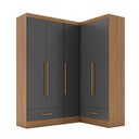 Ver imagem 3 de Quarto Modulado de Canto 100% MDF 3 Peças 5 Portas 2 Gavetas Smart Plus Espresso Móveis Cinza/Cinamomo/Chumbo