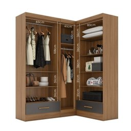 Quarto Modulado de Canto 100% MDF 3 Peças 5 Portas 2 Gavetas Smart Plus Espresso Móveis Cinza/Cinamomo/Chumbo - 7 Quarto Modulado de Canto 100% MDF 3 Peças 5 Portas 2 Gavetas Smart Plus Espresso Móveis Cinza/Cinamomo/Chumbo - 7
