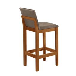 Kit 2 Banquetas Estofada Pérola Linho Bege Madeira Maciça - 3
