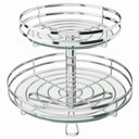 Ver imagem 1 de Fruteira Giratória Redonda de Mesa com Duas Prateleiras de Vidro Giosul Cromado