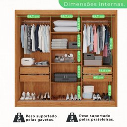 Guarda-roupa Casal 3 Portas 4 Gavetas Atenas - 6 Guarda-roupa Casal 3 Portas 4 Gavetas Atenas - 6