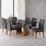 Conjunto Sala de Jantar Mesa 160x80cm Tampo com Vidro 6 Cadeiras Inspirare Yescasa - 1