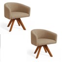 Ver imagem 2 de Poltrona Sala Base Giratória Madeira Kit 2 Arielle Suede D03 - D’Rossi