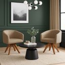 Ver imagem 1 de Poltrona Sala Base Giratória Madeira Kit 2 Arielle Suede D03 - D’Rossi