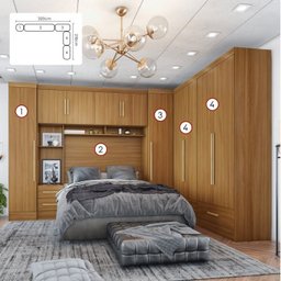Quarto de Casal Completo 5 Peças 6 Portas 4 Gavetas com Maleiro Smart Plus - 2