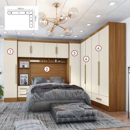 Quarto de Casal Completo 5 Peças 6 Portas 4 Gavetas com Maleiro Smart Plus - 2