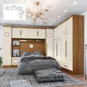 Ver imagem 2 de Quarto de Casal Completo Modulado 5 Peças 6 Portas 4 Gavetas com Maleiro Smart Plus Yescasa Bege/Cinamomo/Offwhite