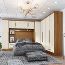 Ver imagem 1 de Quarto de Casal Completo Modulado 5 Peças 6 Portas 4 Gavetas com Maleiro Smart Plus Yescasa Bege/Cinamomo/Offwhite
