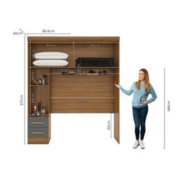 Quarto de Casal Completo 5 Peças 6 Portas 4 Gavetas com Maleiro Smart Plus - 16