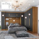 Ver imagem 4 de Quarto de Casal Completo Modulado 5 Peças 6 Portas 4 Gavetas com Maleiro Smart Plus Yescasa Bege/Cinamomo/Chumbo