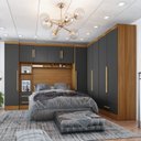 Ver imagem 1 de Quarto de Casal Completo Modulado 5 Peças 6 Portas 4 Gavetas com Maleiro Smart Plus Yescasa Bege/Cinamomo/Chumbo