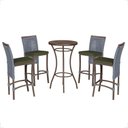 Ver imagem 1 de Mesa Bistro e 4 Banquetas Roma Marrom Corda Náutica 13 Prata