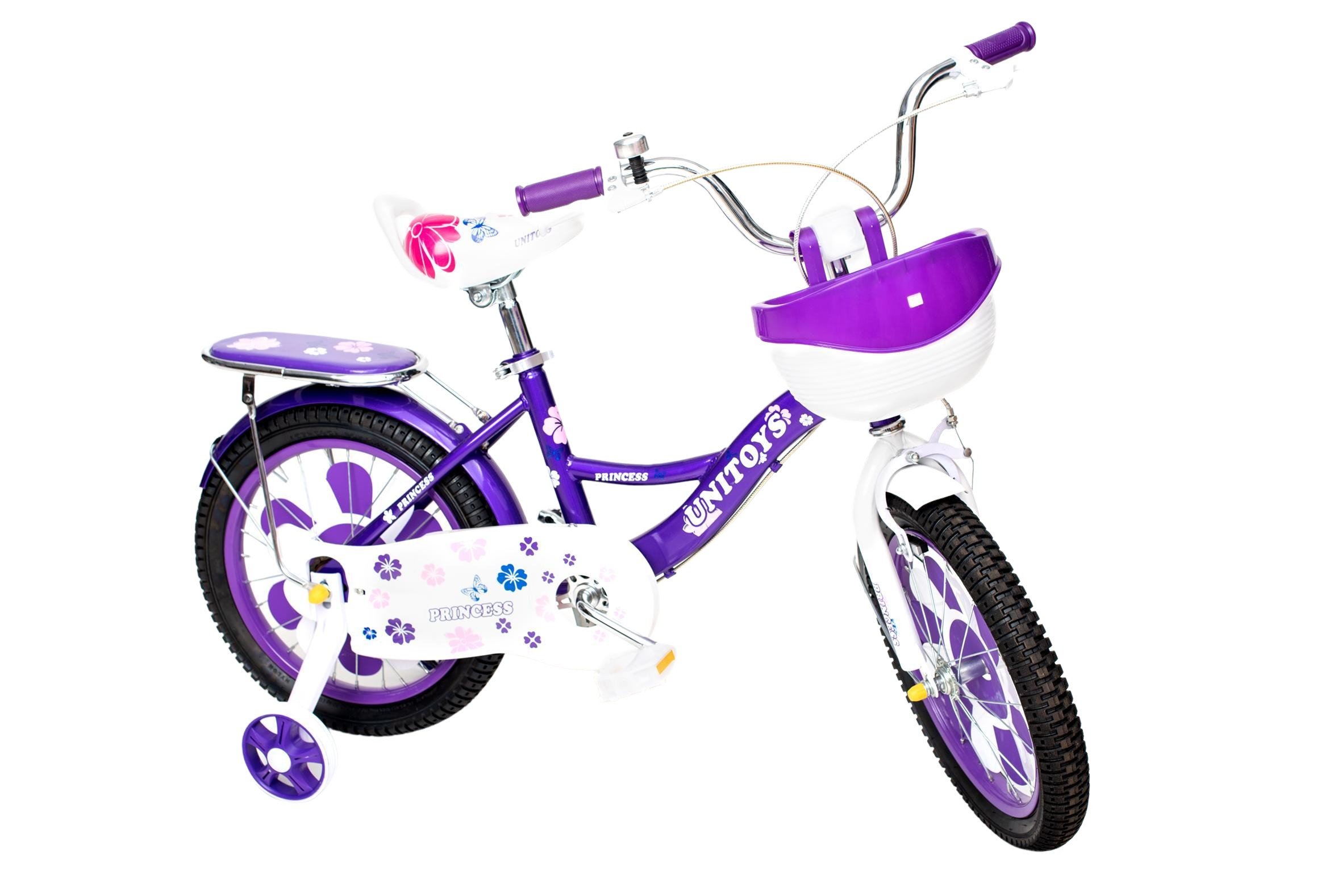 Bicicleta Infantil Unitoys Princess Aro 16 Roxo com Cestinha - 1