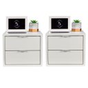 Ver imagem 1 de KIT 2 MESAS DE CABECEIRA SUSPENSA OFF WHITE DE 2 GAVETAS COM 30 CM ENVIAMOS MONTADA