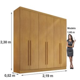 Guarda Roupa Casal 6 Portas 4 Gavetas Uberaba 100% Mdf 15mm - Valverde: Cinamomo - 2