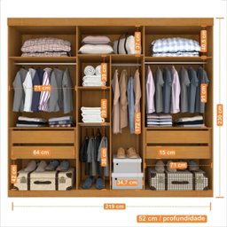 Guarda Roupa Casal 6 Portas 4 Gavetas Uberaba 100% Mdf 15mm - Valverde: Cinamomo - 3