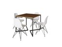 Ver imagem 2 de Mesa Industrial Base Ferro Preto em V Tampo 90x90 Amendoa 4 Cadeiras Eames Ferro Assento Branco