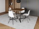 Ver imagem 1 de Mesa Industrial Base Ferro Preto em V Tampo 90x90 Amendoa 4 Cadeiras Eames Ferro Assento Branco