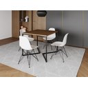 Ver imagem 1 de Mesa Industrial Base Ferro Preto em V Tampo 90x90 Amendoa 4 Cadeiras Eames Ferro Assento Branco