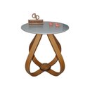 Ver imagem 1 de Mesa Lateral Cebola com Vidro 50cm Off White 70cm