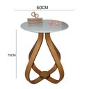 Ver imagem 3 de Mesa Lateral Cebola com Vidro 50cm Off White 70cm