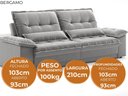 Ver imagem 6 de Sofá Bergamo 2,10m Retrátil e Reclinável Veludocristal Cinza - Netsofas