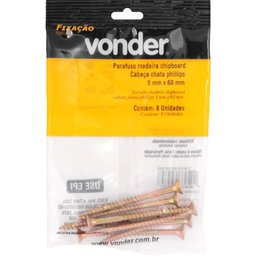 Parafuso Madeira Chipboard Phillips 5x60mm Vonder - 3