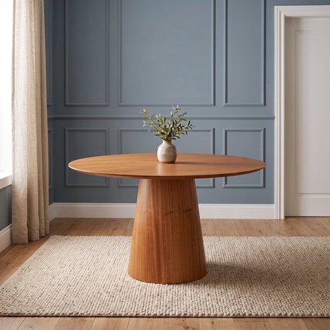 Mesa de Jantar Redonda 4 Lugares 108cm Madeira Maciça
