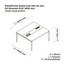 Ver imagem 3 de Estação de Trabalho Mesa Plataforma Escritório Dupla para 2 Pessoas com Caixa de Tomada Pdc Marrom/Noce Marromle/Branco