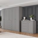 Ver imagem 1 de Conjunto Quarto Casal Guarda Roupa 6 Portas e Cômoda 4 Gavetas Americano Henn
