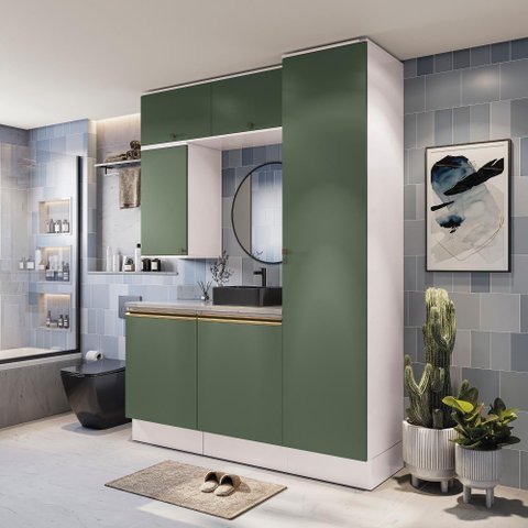 Conjunto para Banheiro Kappesberg Celeste 6 Peças Branco/verde 170cm