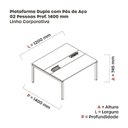 Ver imagem 3 de Estação de Trabalho Mesa Plataforma Escritório Dupla para 2 Pessoas com Caixa de Tomada Pdc Marrom/Walnut/Branco