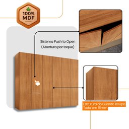 Guarda Roupa Casal Coliseu 100 Mdf 6 Portas e 6 Gavetas Moderna Mobília - 6