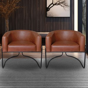 Kit 2 Poltronas Sofia Luxo Moderna Estilo Industrial Corino Marrom Bz Home Decor