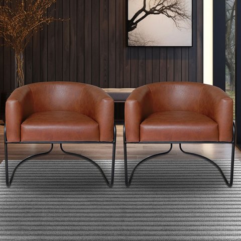 Kit 2 Poltronas Sofia Luxo Moderna Estilo Industrial Corino Marrom Bz Home Decor