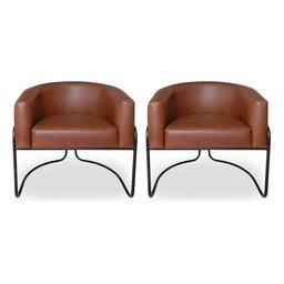 Kit 2 Poltronas Sofia Luxo Moderna Estilo Industrial Corino Marrom Bz Home Decor - 2