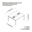 Ver imagem 3 de Estação de Trabalho Mesa Plataforma Escritório Dupla para 2 Pessoas com Caixa de Tomada Pdc Marrom/Nogueira Casablanca/Cinza
